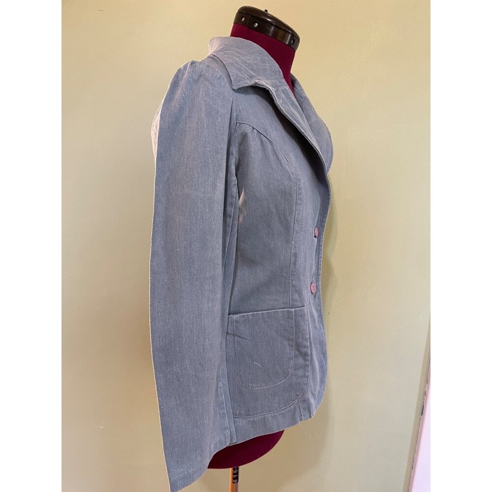 Vintage 1970s Womens Light Blue Denim Blazer Jacket Size S - Picture 8 of 16